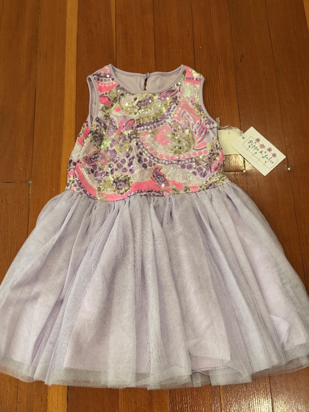 Pippa & Julie Girls Sleeveless Purple Sequin Dress Size 6
